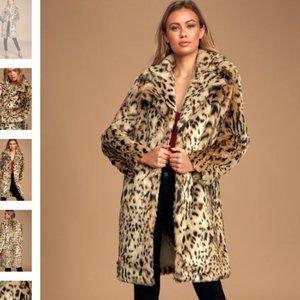 Cupcakes & cashmere Jericho Leopard Print Faux Fur Coat small